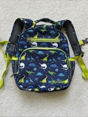 Mibasies Navy Dinosaur Kids Backpack with Lime Accents